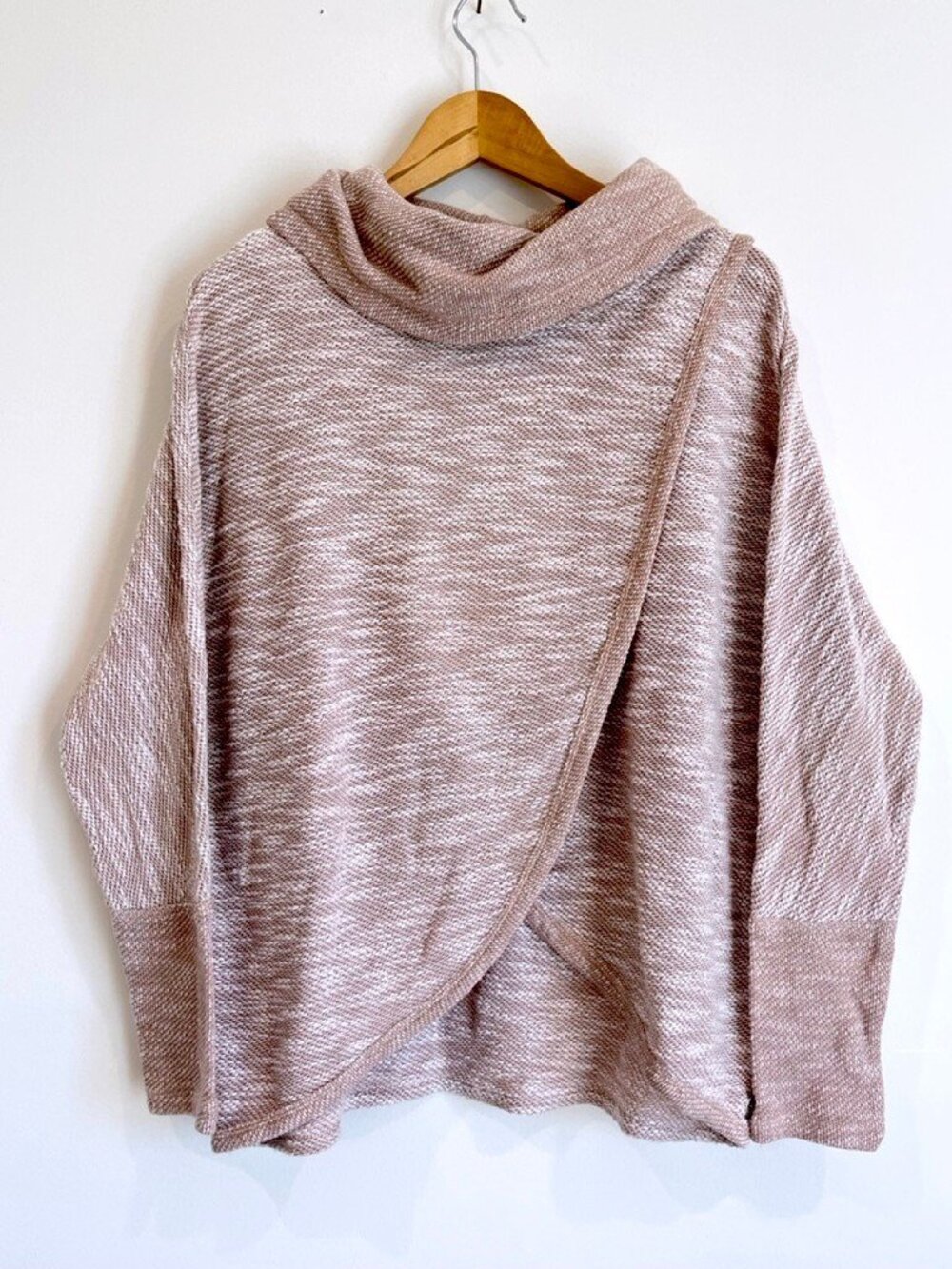 Calvin Klein Performance Marled Cowl Wrap Sweater Dusty Rose M